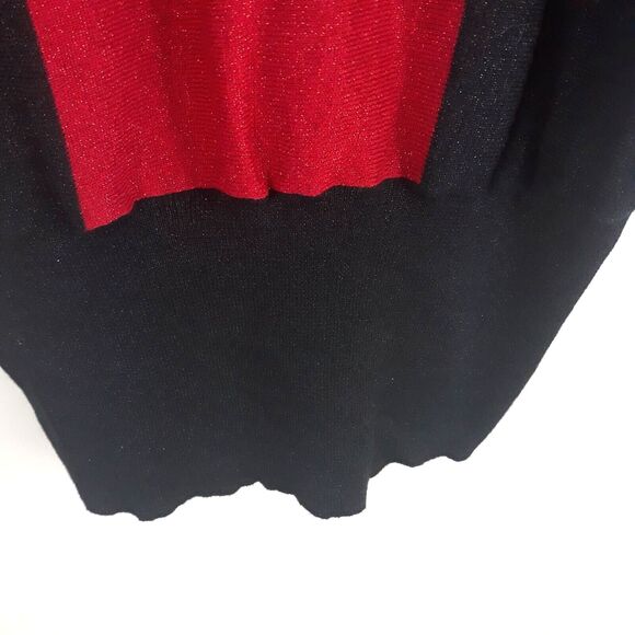 STYLE & CO. Cowl Neck Sweater Top Womens XL Red Black Shimmer Festive Dolman - Picture 5 of 12